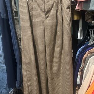 Anthropologie Black & Brown Wide Leg Pants with Sequins